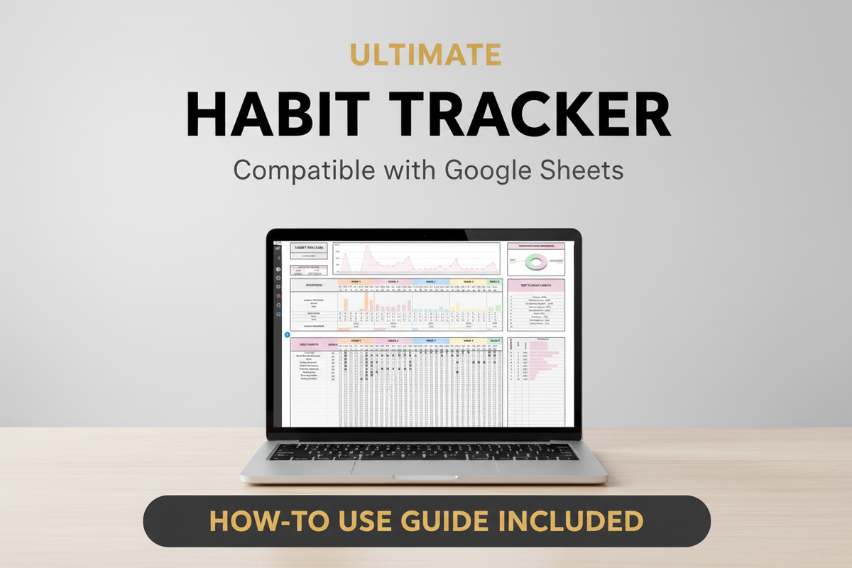 Ultimate Habits Tracker Google Spreadsheets | Goal Planner | Digital Dashboard | Simple Tasks Planner